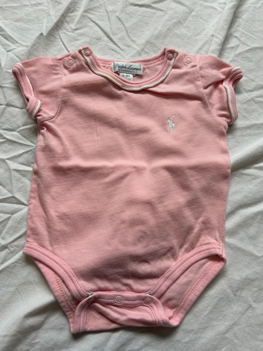 Ralph Lauren Soft Pink Baby Bodysuit with Polo Pony